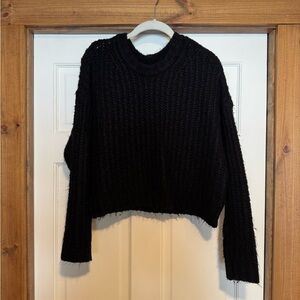 American Eagle Outfitters Cropped Crew Neck Black Sweater